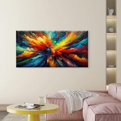 Vibrant Explosion of Colors Wall Art Canvas Office Home Room Framed 120x60cm - Bella Home Decor
