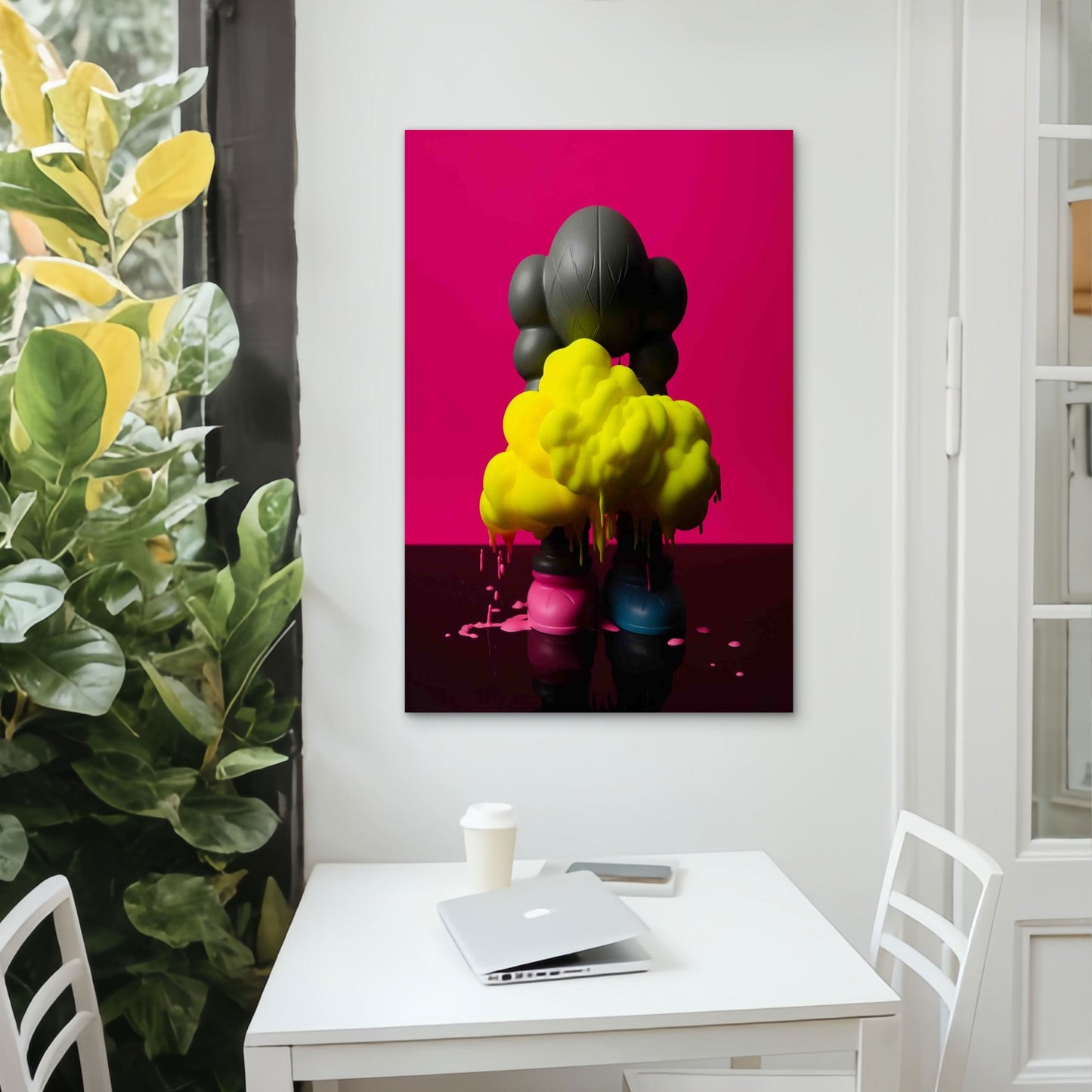 Melting Neon Sculpture 60x90cm Metal Print Ready to Hang - Bella Home Decor