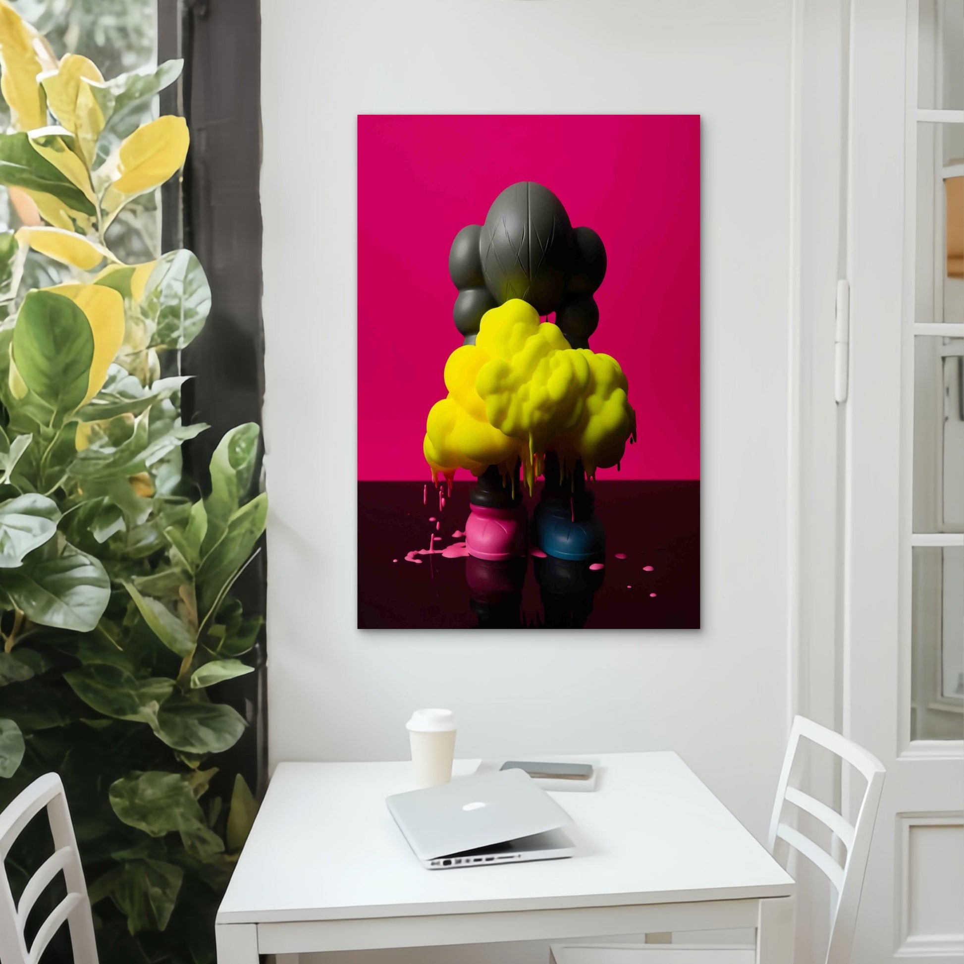 Melting Neon Sculpture 60x90cm Metal Print Ready to Hang - Bella Home Decor