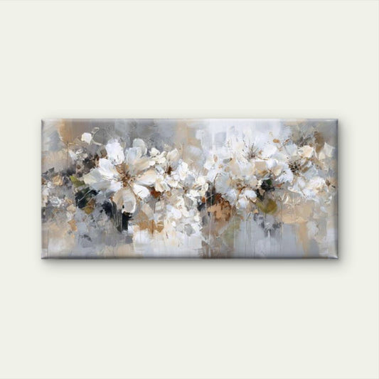 Soft Neutral Floral Wall Art Canvas Office Home Room Framed 120x60cm