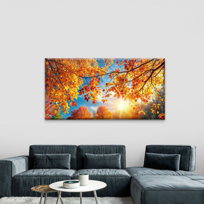 Autumn Leaves Illuminated Wall Art Canvas Office Home Room Framed 120x60cm - Bella Home Decor