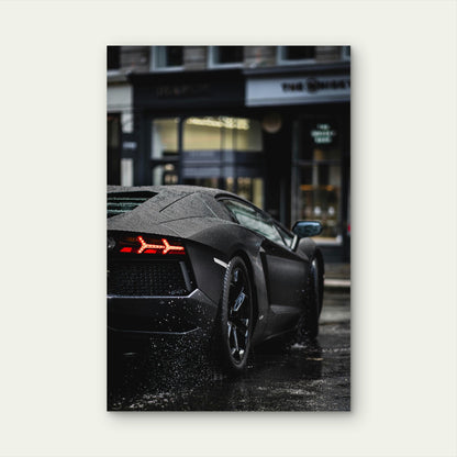 Matte Black Lamborghini Aventador Car 40x60cm Metal Print Ready to Hang