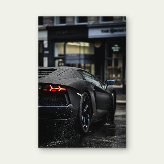 Matte Black Lamborghini Aventador Car 40x60cm Metal Print Ready to Hang