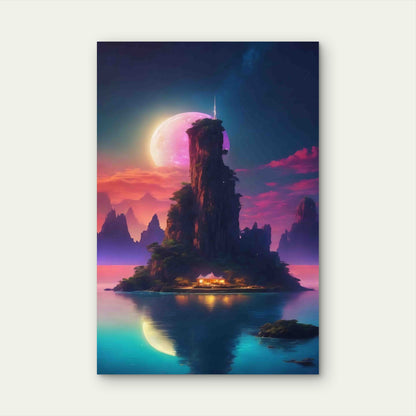 Futuristic Fantasy Abstract Night 60x90cm Metal Print Ready to Hang