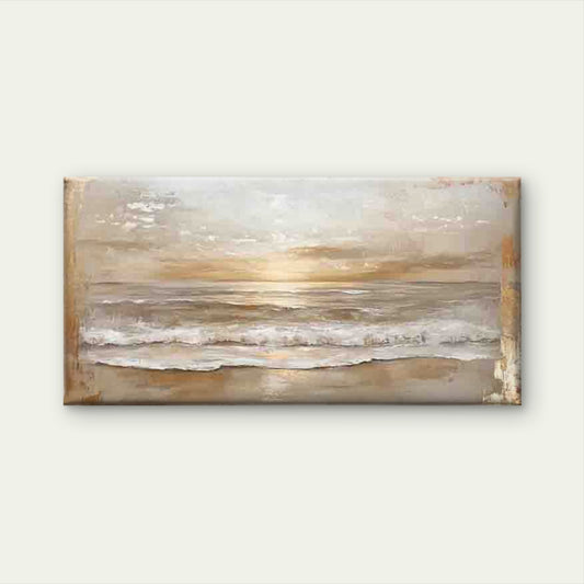 Beach Sunset Waves Wall Art Canvas Office Home Room Framed 120x60cm