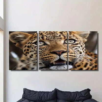 3pcs African Leopard Face Close-Up, Metal Print Ready to Hang Art - Bella Home Decor