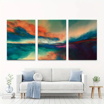 3pcs Abstract Colorful Sunset Landscape Wall Art Set Canvas Framed 40x60cm - High Quality Print 100% Australian Made Wall Canvas Ready to Hang - Bella Home Decor