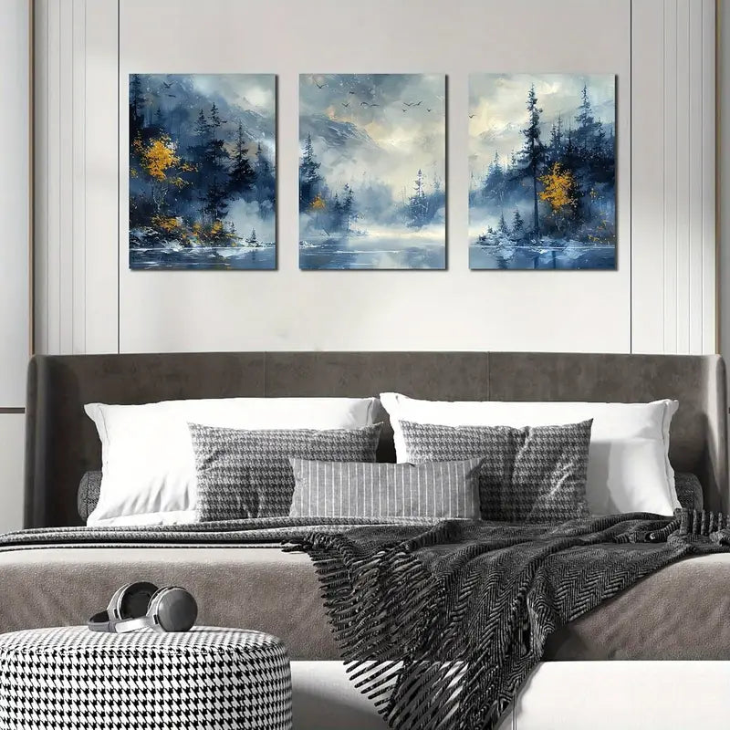3pcs Forest Pictures Metal Print Ready to Hang Art - Bella Home Decor