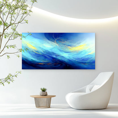 Heavenly Soft Blue Waves Wall Art Canvas Office Home Room Framed 120x60cm