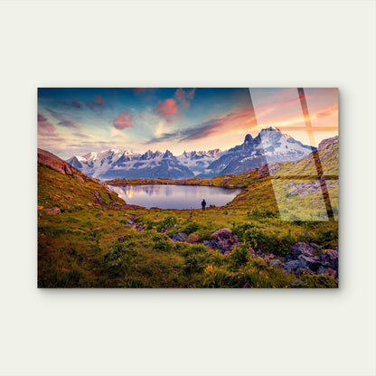 Alps Mountain Lake Sunset Nature Acrylic Glass Printing Wall Art Australian Made Quality