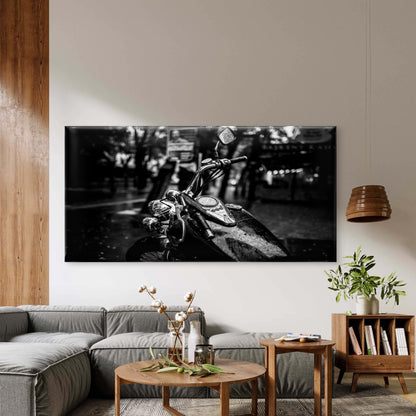 Black And White Motorcycle View Wall Art Canvas Office Home Room Framed 120x60cm