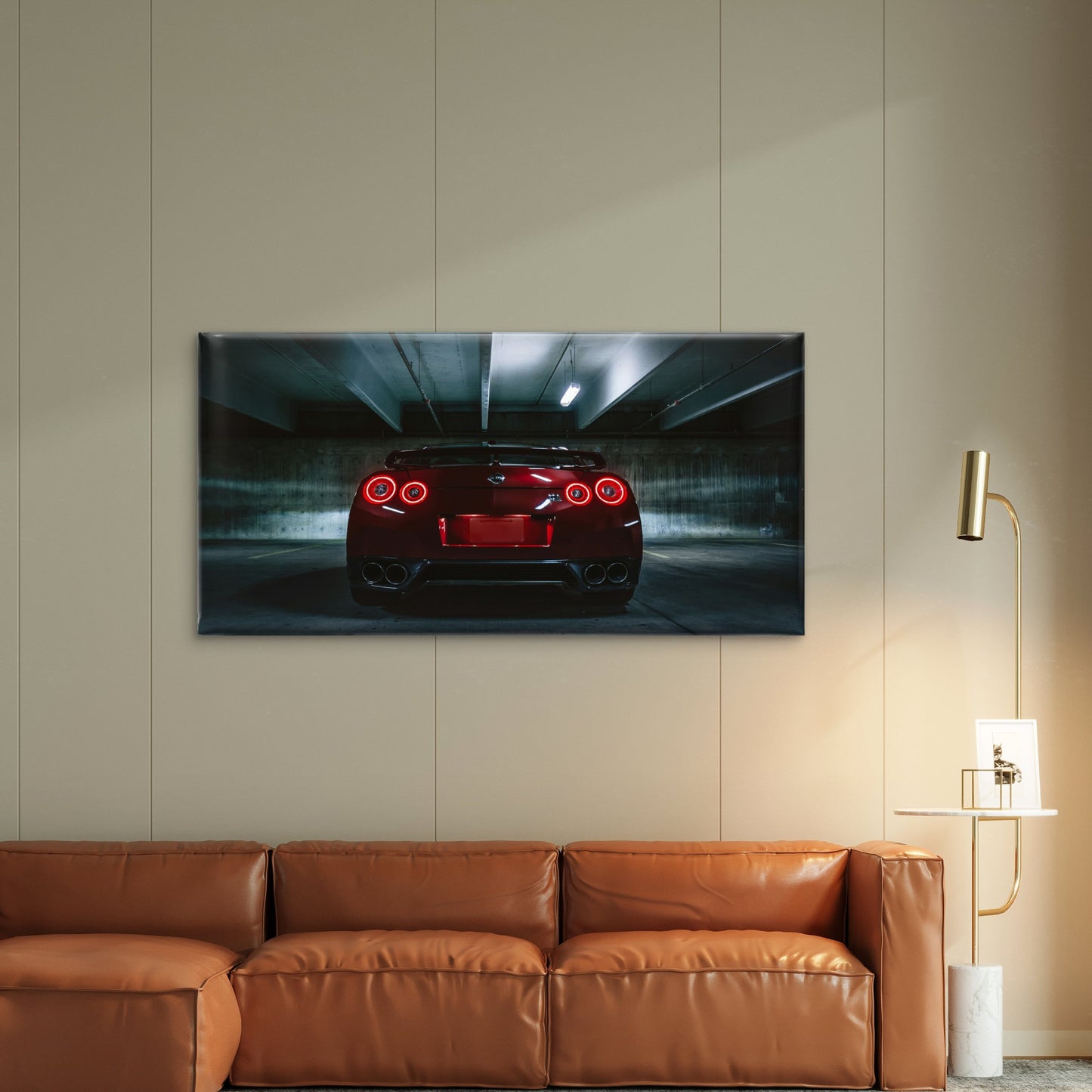 Red Nissan GTR JDM Sports Car Garage Wall Art Canvas Office Home Framed 120x60cm