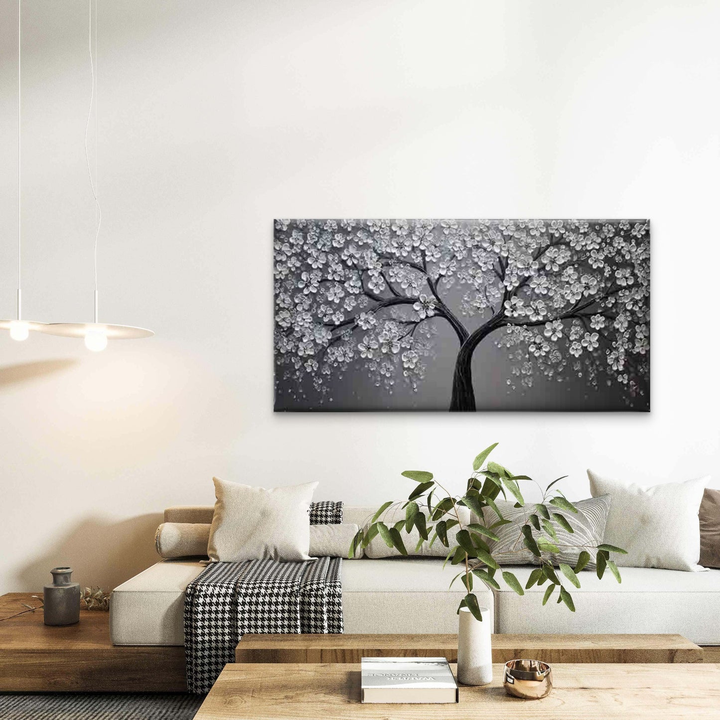 Cherry Blossom Tree Wall Art Canvas Office Home Room Framed 120x60cm - Bella Home Decor