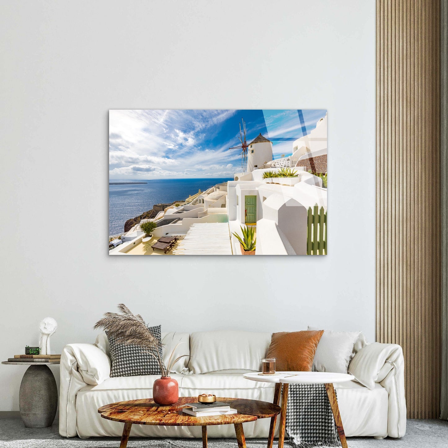 Santorini Greece Windmill Oia Island  Acrylic Glass Printing Wall Art Australian Made Quality