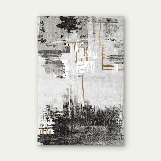 Grey Black Textured Gold Foil Abstract 40x60cm Metal Print Ready to Hang