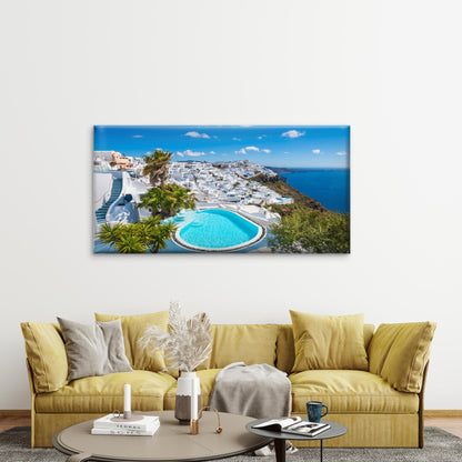 Sunlit Cliffside Pool Wall Art Canvas Office Home Room Framed 120x60cm - Bella Home Decor