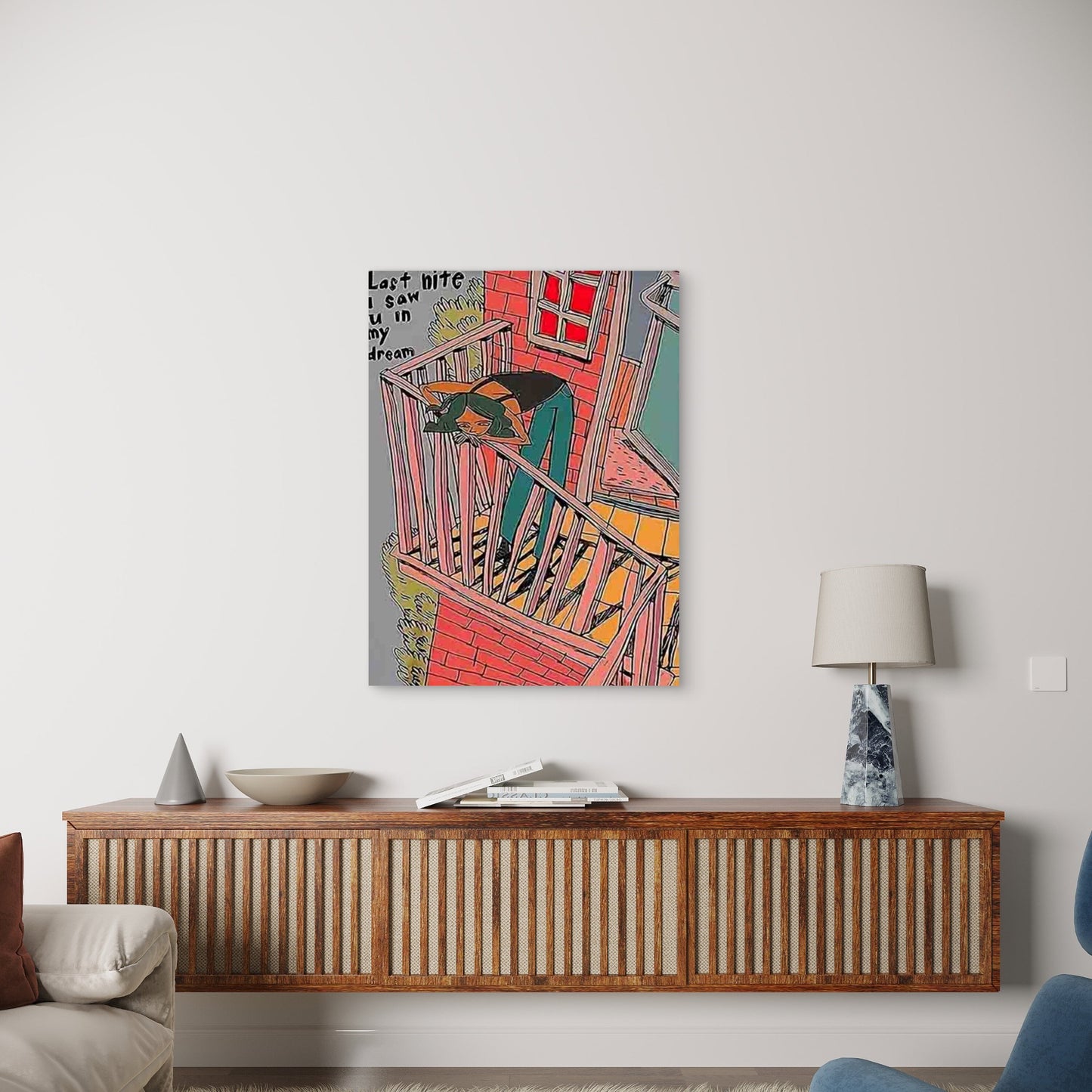 Retro Hippie Art Metal Print Ready to Hang