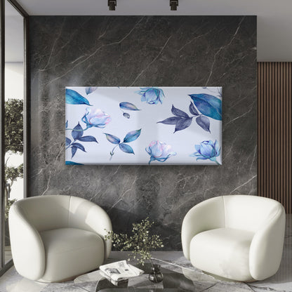 Blue Watercolor Rose Flower Wall Art Canvas Office Home Room Framed 120x60cm - Bella Home Decor