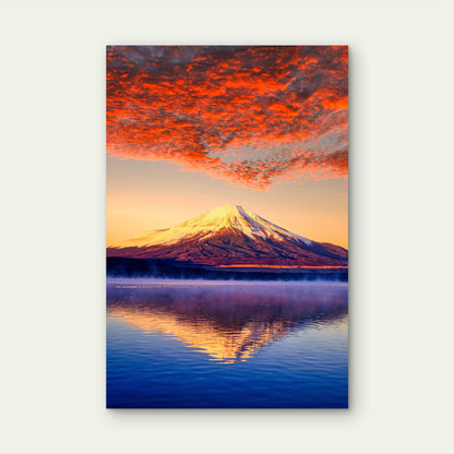 Japan Mount Fuji Sunrise Lake Peak Sky 40x60cm Metal Print Ready to Hang