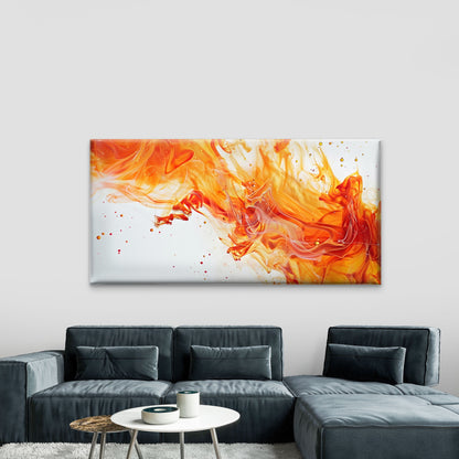 Orange Fire White Smoke Wall Art Canvas Office Home Room Framed 120x60cm