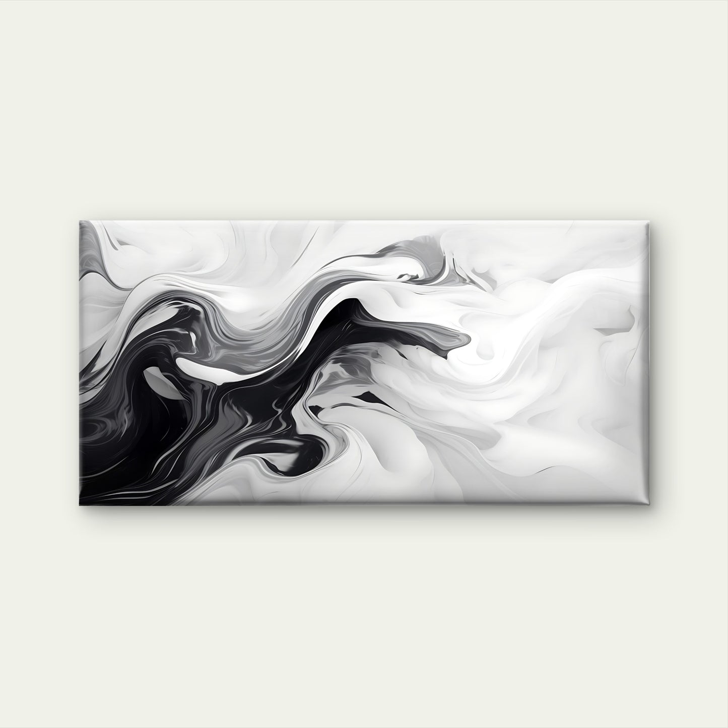 Black And White Liquid Swirls Wall Art Canvas Office Home Room Framed 120x60cm