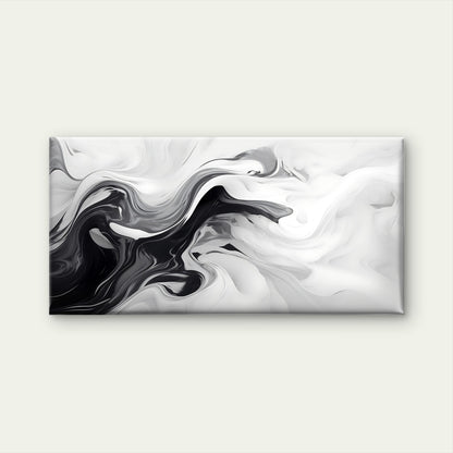 Black And White Liquid Swirls Wall Art Canvas Office Home Room Framed 120x60cm
