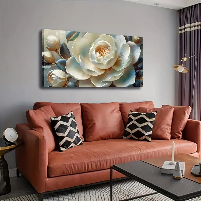 Realistic Floral Design Texture Wall Art Canvas Office Home Room Framed 120x60cm - Bella Home Decor