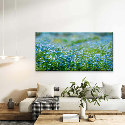 Field Of Baby Blue Eyes Wall Art Canvas Office Home Room Framed 120x60cm