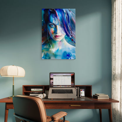Colorful Fantasy Female Profile Painting 40x60cm Metal Print Ready to Hang