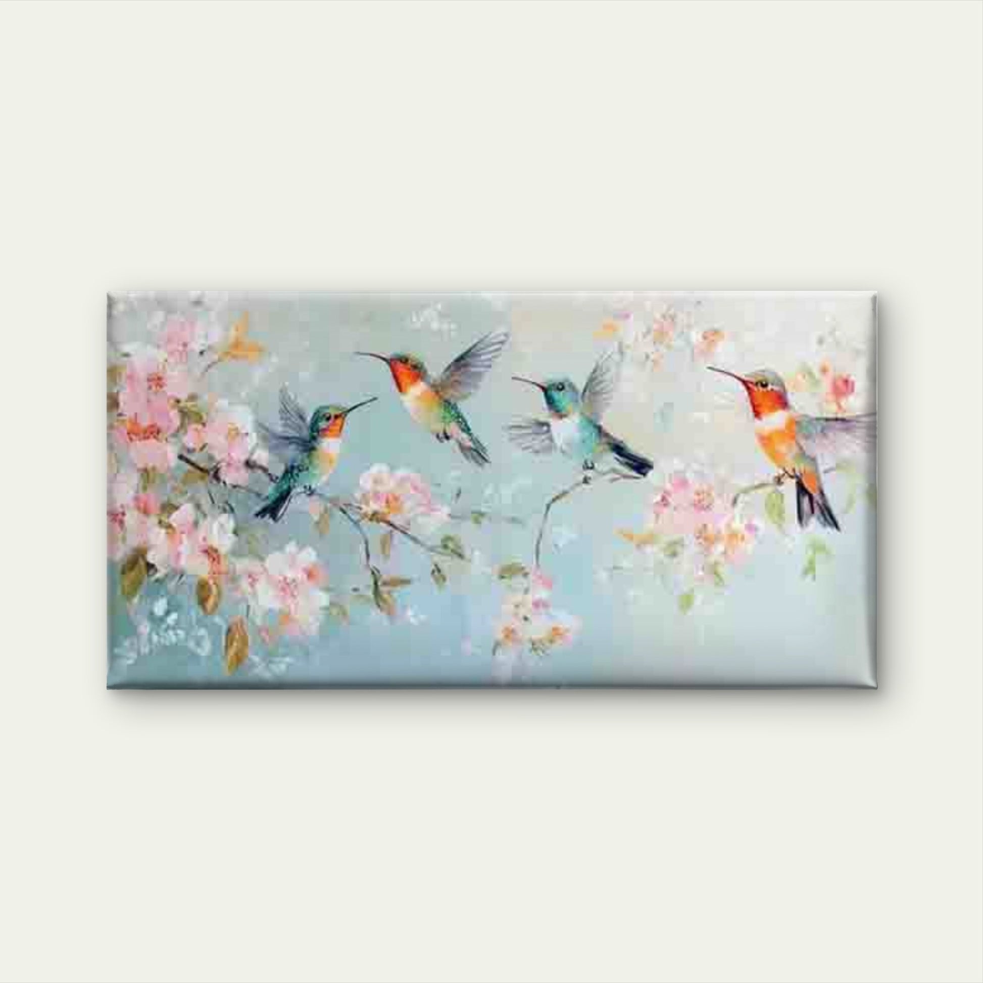 Hummingbirds in Flight Among Wall Art Canvas Office Home Room Framed 120x60cm - Bella Home Decor