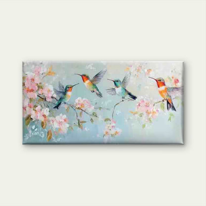 Hummingbirds in Flight Among Wall Art Canvas Office Home Room Framed 120x60cm - Bella Home Decor