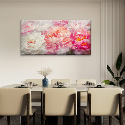 Pink White Peony Floral Wall Art Canvas Office Home Room Framed 120x60cm