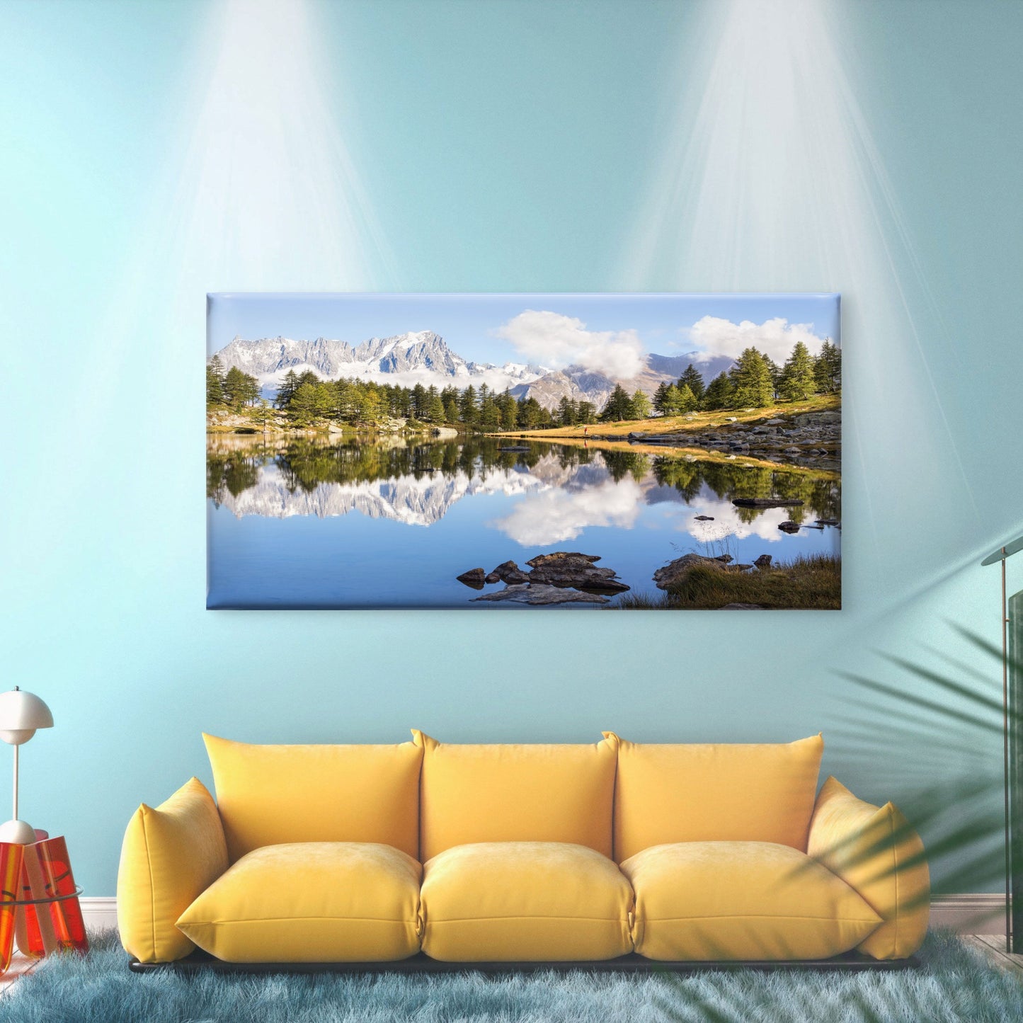 Lake Arpy Mountain Reflection Wall Art Canvas Office Home Room Framed 120x60cm