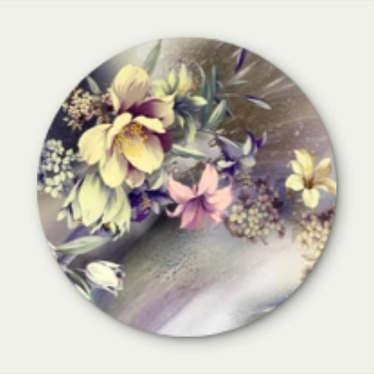 Abstract Flowers with Leaves Acrylic Glass Rounded Print Tempered Glass Wall Art 100% Made in Australia Ready to Hang