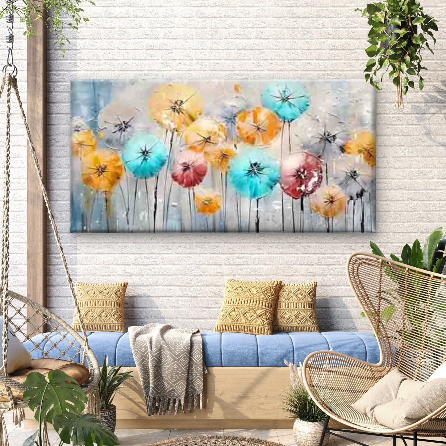 Colorful Floral Abstract Wall Art Canvas Office Home Room Framed 120x60cm - Bella Home Decor