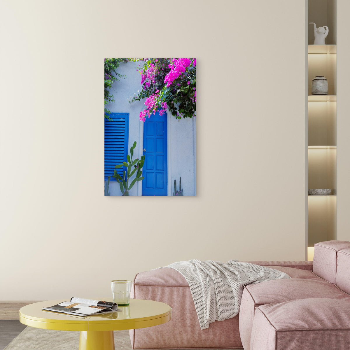 Traditional Mediterranean Village Scene 40x60cm Metal Print Ready to Hang