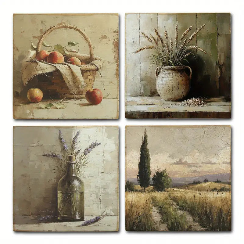 4pcs Fruit Busket Wall Art Canvas Framed - Bella Home Decor