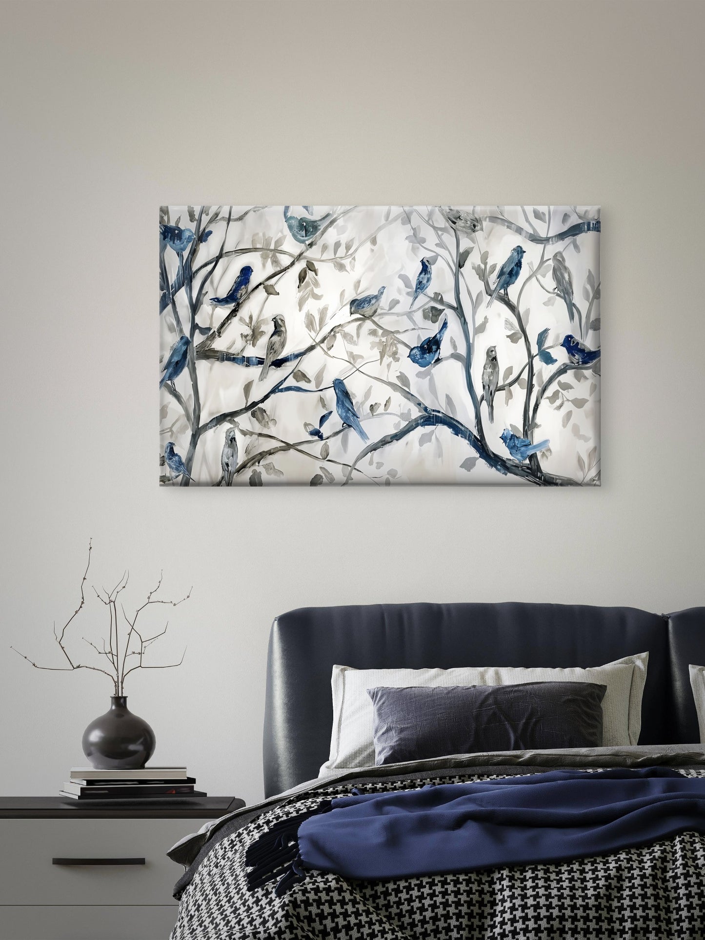 Neutral Color Birds Perched on Branches Wall Art Decor 100% Australian Made