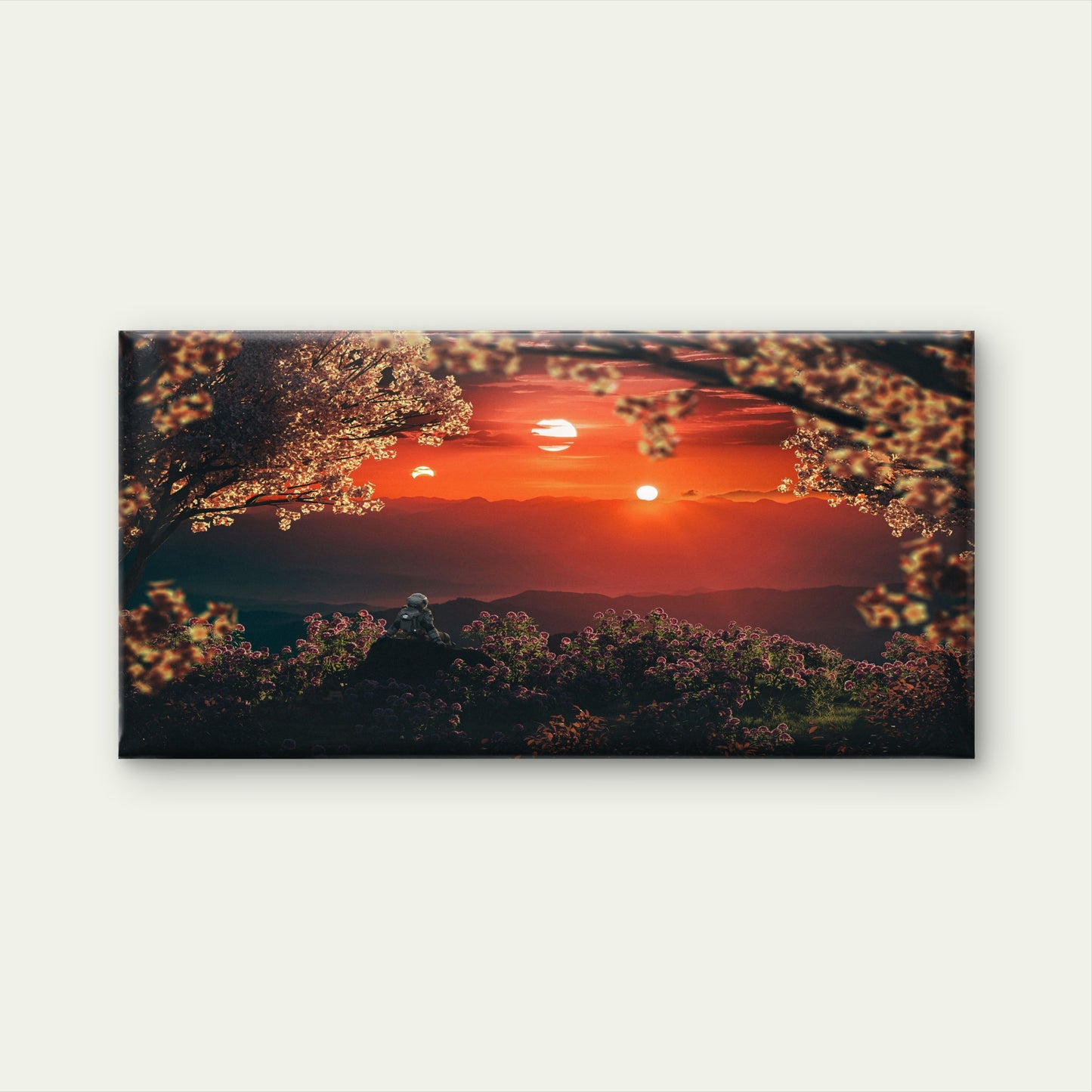 Astronaut Views The Universe Wall Art Canvas Office Home Room Framed 120x60cm