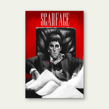 Classic Crimson Mobster Boss on Throne 60x90cm Metal Print Ready to Hang