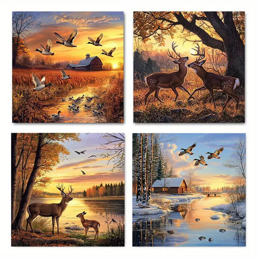 4pcs  Wild Duck theme WD Wall Art Canvas Framed