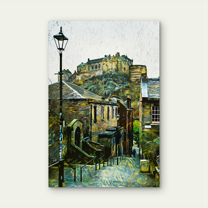 Edinburgh UK Beautiful Oil Paint Landscape 40x60cm Metal Print Ready to Hang