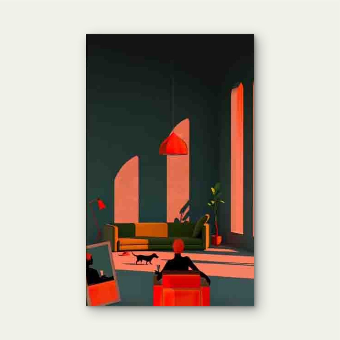 Figure & Geometric Shadow Patterns 60x90cm Metal Print Ready to Hang