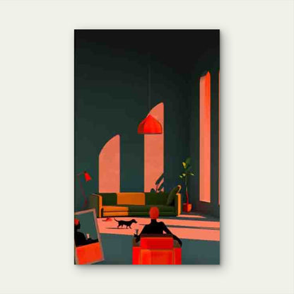 Figure & Geometric Shadow Patterns 60x90cm Metal Print Ready to Hang