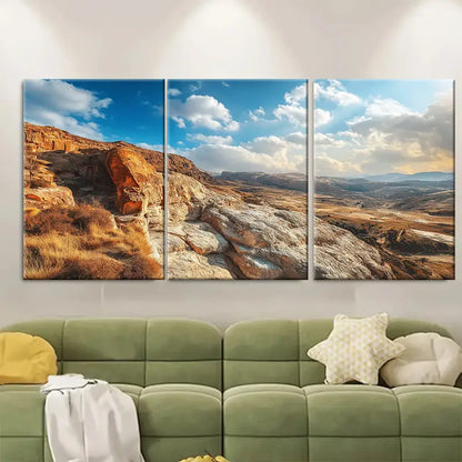 3pcs Petra The Treasury Monastery Travel Wall Art Set Canvas Framed 50x70cm - High Quality Print 100% Australian Made Wall Canvas Ready to Hang