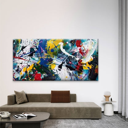 Abstract Colorful Splash Art Wall Art Canvas Office Home Room Framed 120x60cm