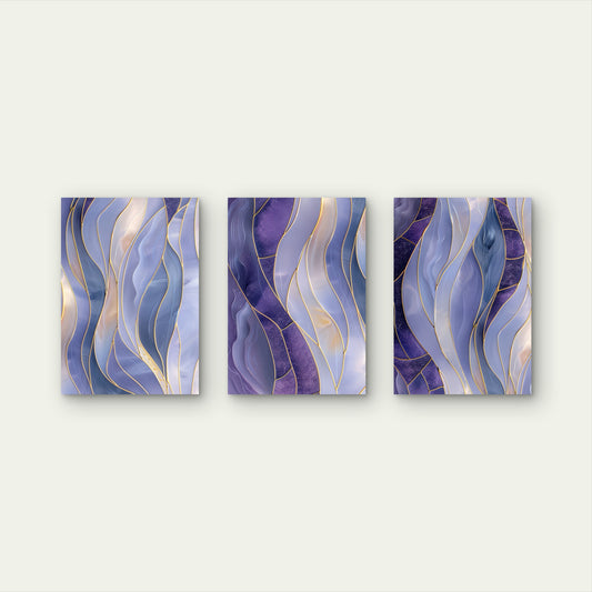 3pcs Modern Violet Marble Line Wall Art Set Canvas Framed 60x90cm - High Quality Print 100% Australian Made Wall Canvas Ready to Hang