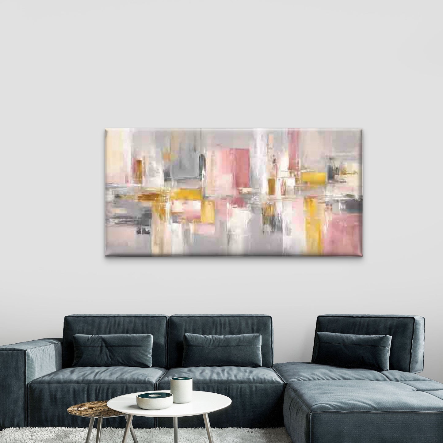 Modern Abstract Geometric Wall Art Canvas Office Home Room Framed 120x60cm - Bella Home Decor