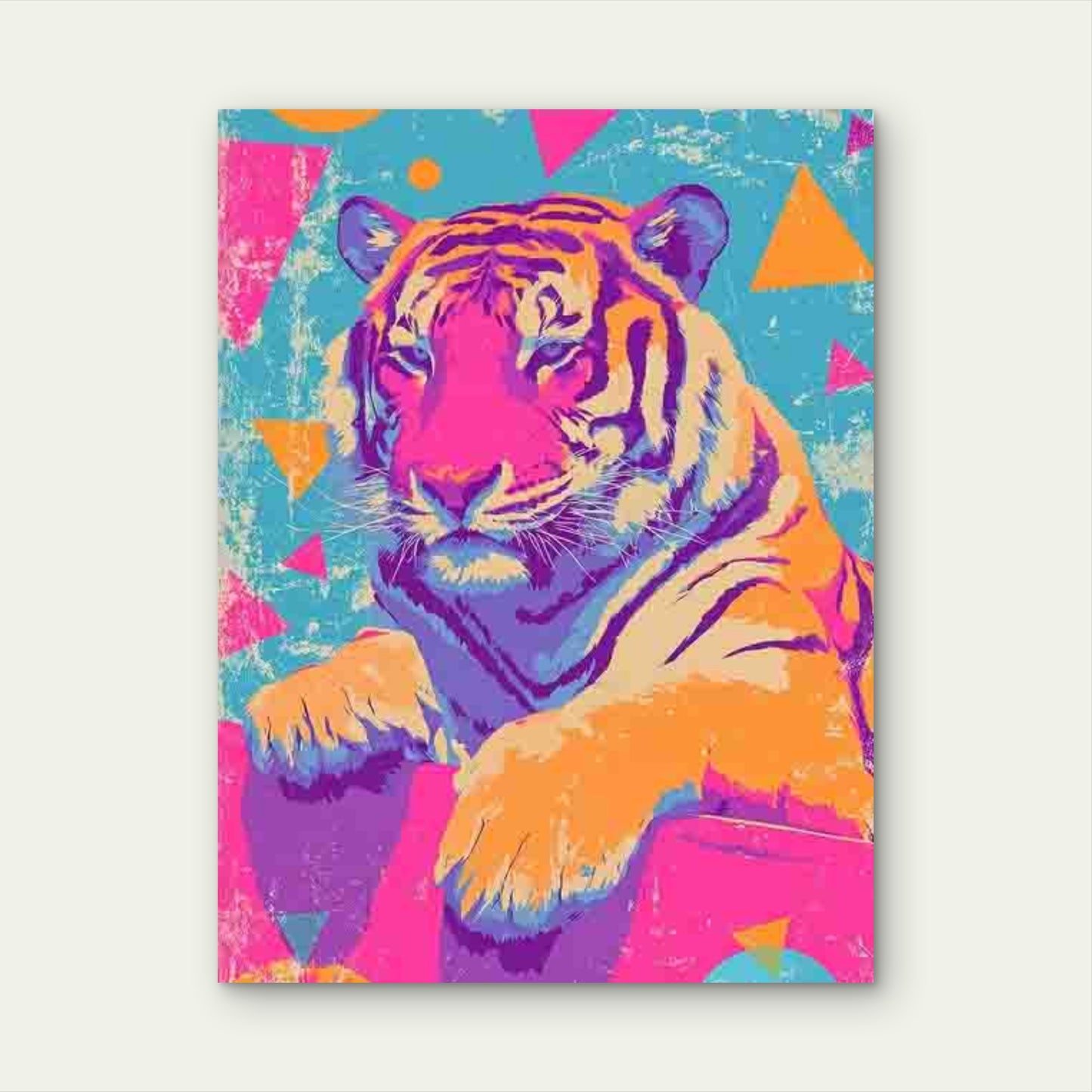 Preppy Tiger Trendy Funky Dopamine Art Metal Print Ready to Hang