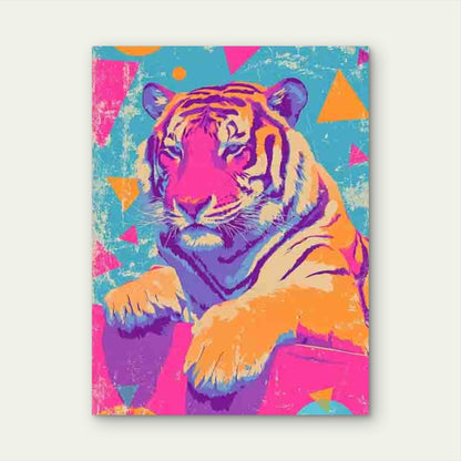 Preppy Tiger Trendy Funky Dopamine Art Metal Print Ready to Hang